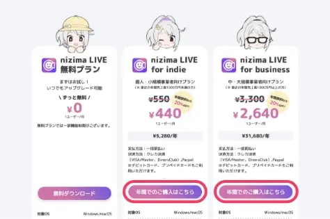 nizimaLIVE公式サイトのスクリーンショット