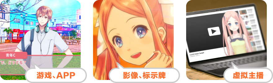 游戏、APP、以及影像、标示牌、虚拟主播